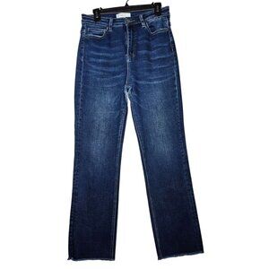 Vervet Womens High Rise Slim Straight Denim Blue Jeans Size 28 Raw Hem Stretch